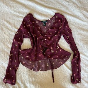 Forever 21 Maroon Floral Blouse